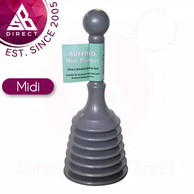 Buffalo Midi Concertina plastic Plunger for Sink & Basin│Easy To Use and Clean