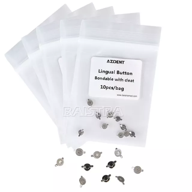 5Pack Dental Orthodontic Lingual Buttons Round Mesh Base Bondable Double Wing