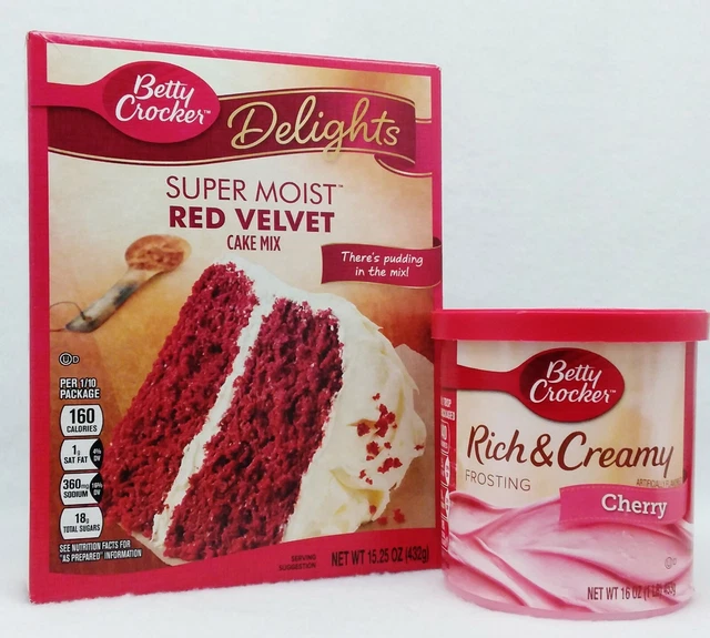 BETTY CROCKER SUPER Moist RED VELVET Cake Mix & CHERRY Rich Creamy