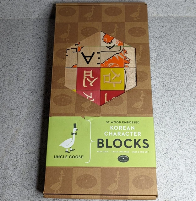 Uncle Goose Korean Character Wooden Blocks K-32 Ages 2+ Non Toxic Wood