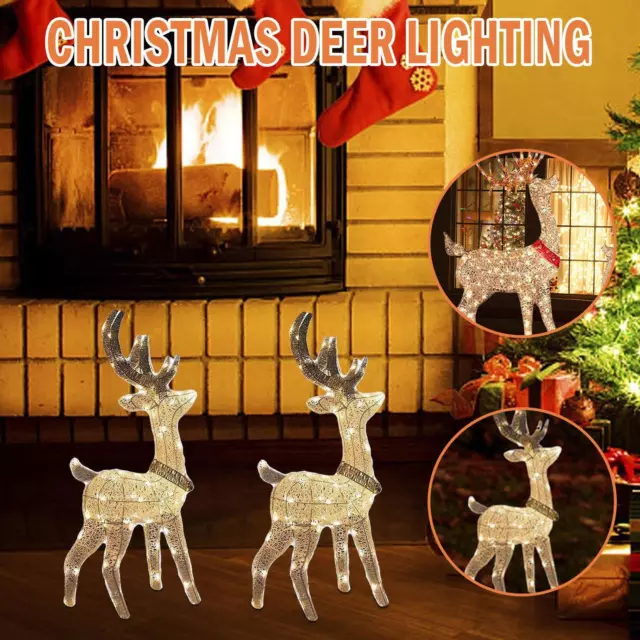 Weihnachten Rentiere LED beleuchtet Outdoor Garten Dekor Ornamente Zuhause 2023 A5U5