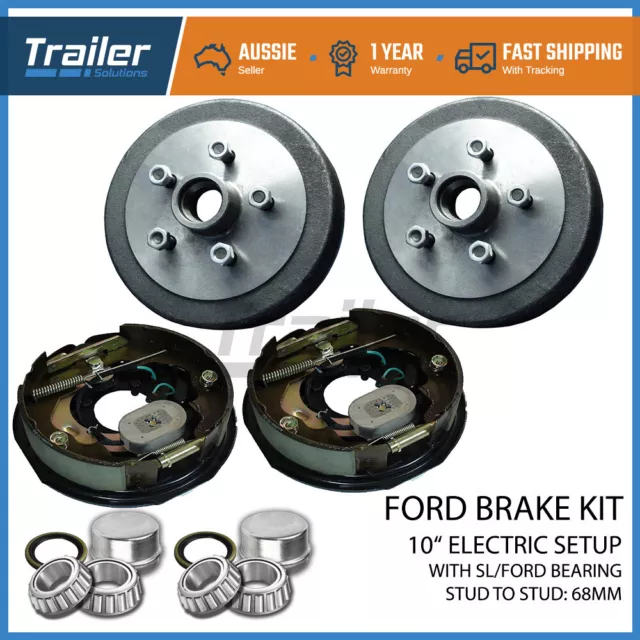 Pair 10" Electric Brake Kit With Pair 10" Hub Drum for Ford 5 Stud SL Trailer