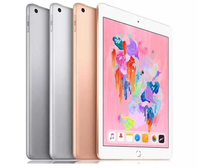 Apple iPad 6th 9.7" 2018 Wifi or Unlocked - 32GB 128GB - Gray Silver Gold