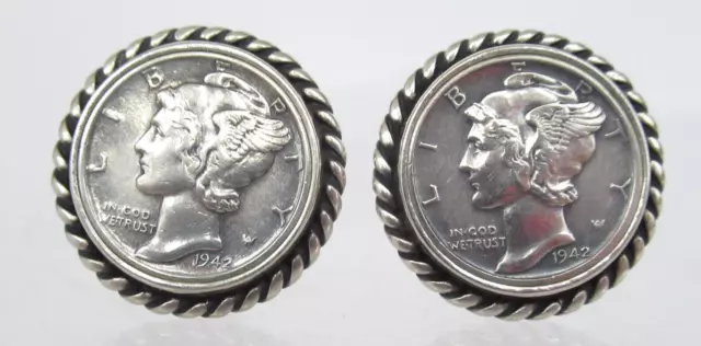 Retired James Avery Sterling Silver Mercury Dime Cufflinks Set Retired James Avery Sterling Silver Mercury Dime Cufflinks Set