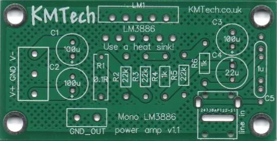 Qualität LM3886 basierend auf Mono Verstärker Chipamp Gainclone PCB Zum Selbermachen UK Verkäufer.