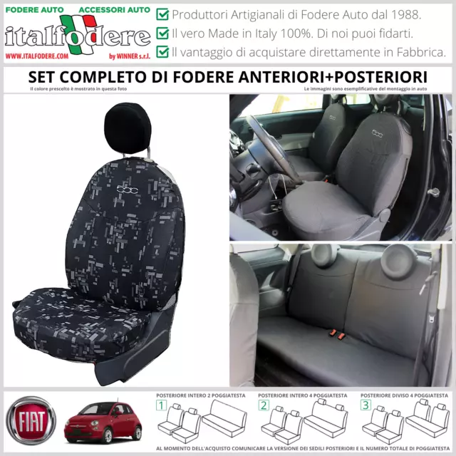 FODERE COPRISEDILI Su Misura! FIAT 500 Fodera FODERINE COMPLETE Grigio 33