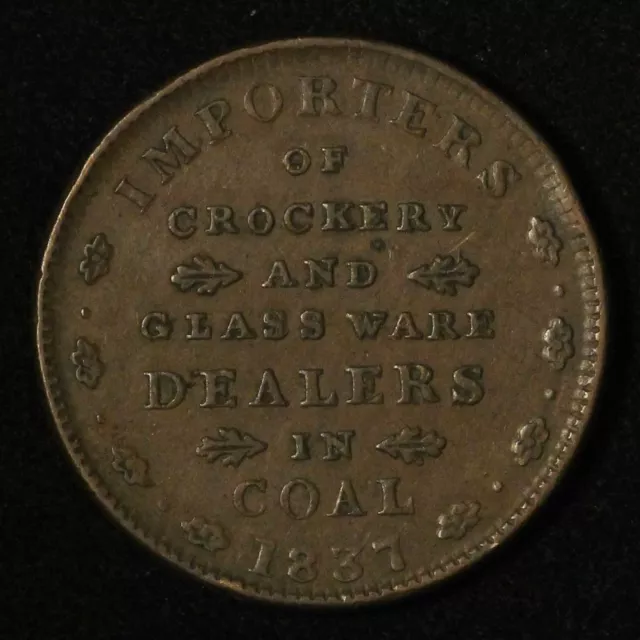 1837 Hard Times Token Portsmouth, NH, E.F. Sise Merchant - Free Shipping USA