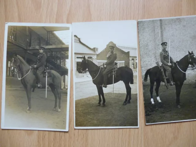 3 Ww1 Soldiers On Horses Real Photo Location Unknown