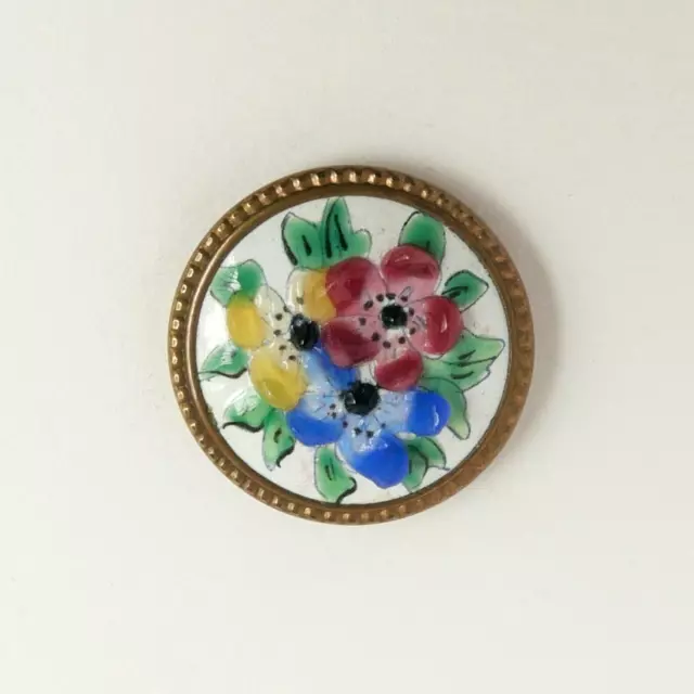 Bouton ancien - Émail en relief - 23 mm - Enamel Encrustations Button