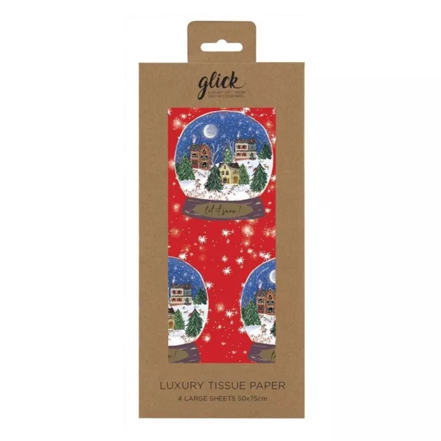SNOWGLOBE Christmas Glick 4 sheets tissue wrapping paper 50 x 75 cm