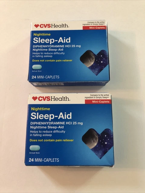 Paquete de 2 mini cápsulas de ayuda nocturna para dormir CVS Health 25 mg con vencimiento 4/2025