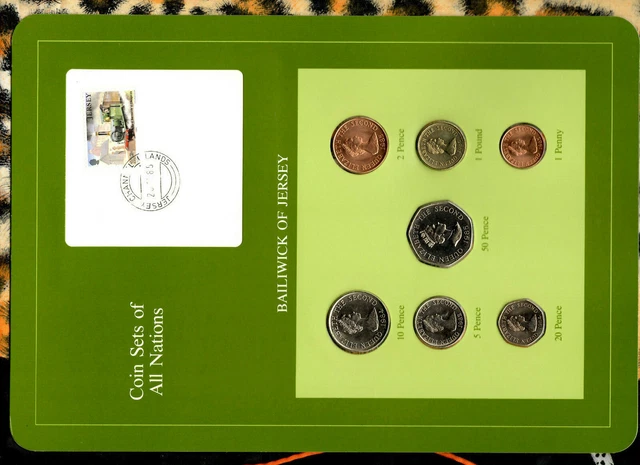 Coin Sets of All Nations Jersey w/card 1984-1985 UNC £1 1985 St Clement 25K Mint
