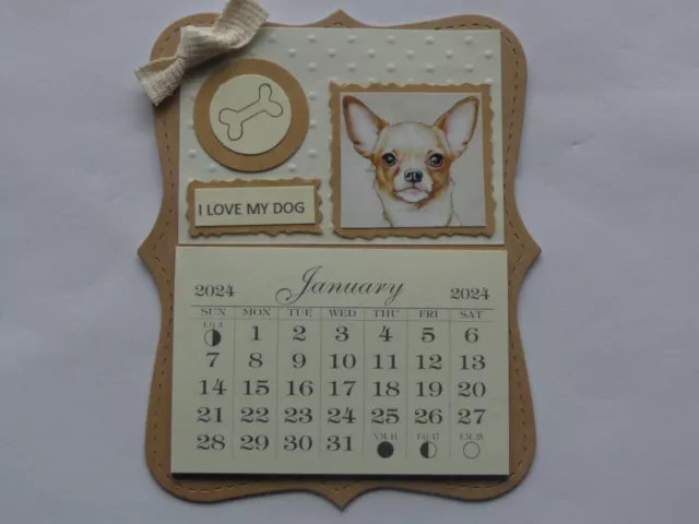 Chihuahua Dog Love You Dog 2024 Mini Magnetic Calendar Monthly Tear Of Pages