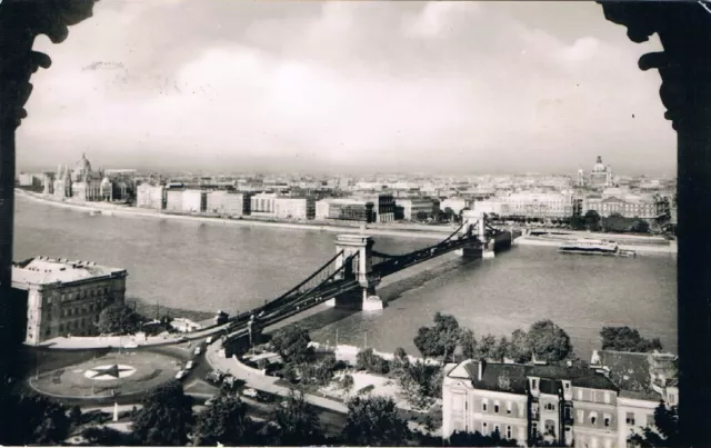 Postcard Ungarn Hungary Magyar Budapest Donau Danube Brücke bridge ca. 1965