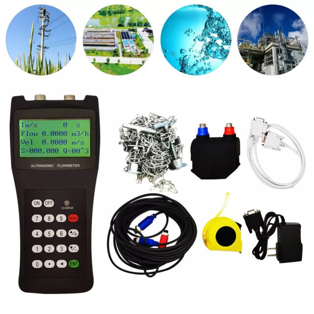 DN50-DN700 Ultrasonic Liquid Flow Meter TDS-100H w/M2 Handheld Digital FlowMeter
