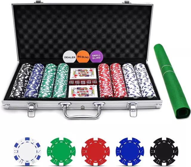Casino Poker Chip Set 200 300 PCS with Aluminum Case for Gambling(11.5 Gram)