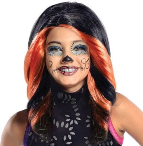 (Child, Black) - Monster High Skelita Calaveras Kids Wig. Rubie's. Best Price