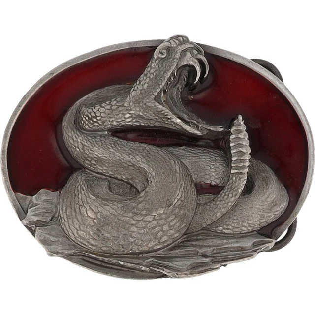 Snake Rattler Rattle Rattlesnake Biker Western Cowboy 1980s Vintage Belt Buckle