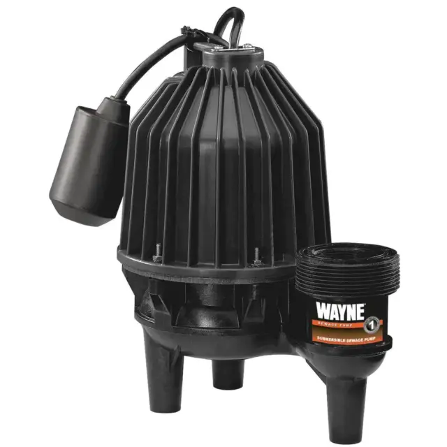 Wayne Thermoplastic Sewage Pump 120-Volts Cast Iron Seal Portable Carry Handle