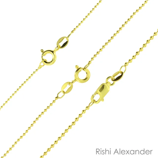 Gold-Plated 925 Sterling Silver Ball Bead Chain Necklace All Sizes