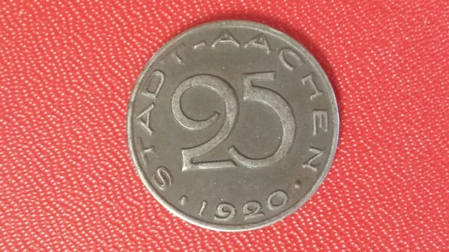 25 Pfennig Allemagne Stadt Aachen 1920 Monnaie de nécessité