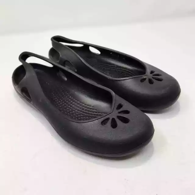 Crocs Taylor Black Slingback Flats Womens Size 8 Comfort Casual Shoes Slip On