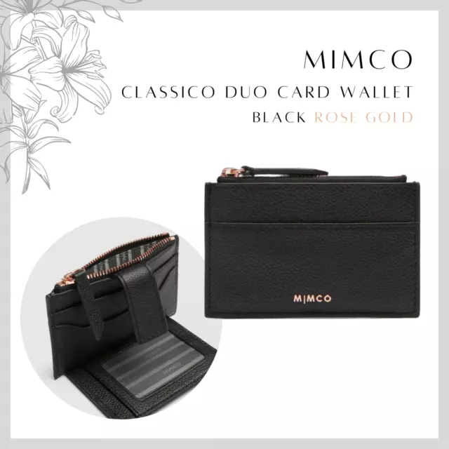 ✨ BNWT Mimco Classico Duo Card Wallet - Black Rose Gold Colour