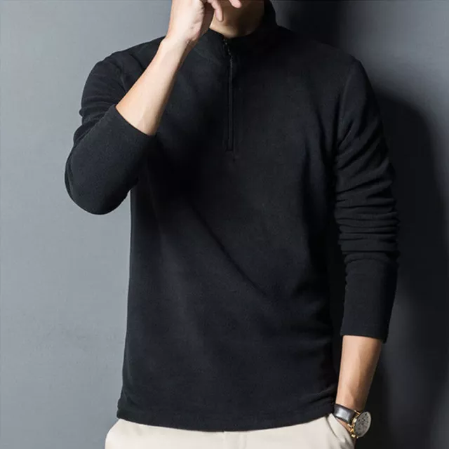 T-Shirt Da Uomo In Pile Double Face Colletto Alla Coreana Pullover Con ☆