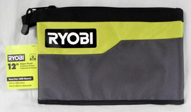 Ryobi 12" Zipper Pouch #RHZP01, Small Tools Bag, Heavy Duty 1680D Material, New