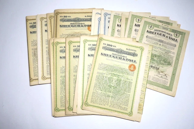 Societe Kreuger And Toll Action + Obligation De 20 / 40 Et 100 Couronnes X 63