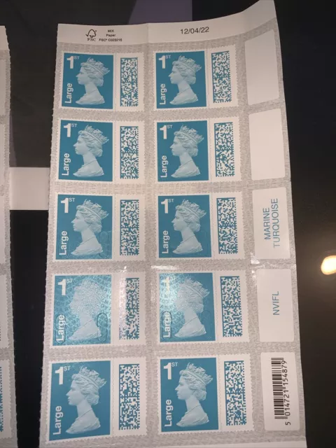 Royal Mail 1st Class Large Postage Stamps X 10 Free Postage