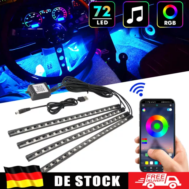 4x LED Auto Fußraumbeleuchtung Lichtleiste Neon APP USB Für Audi A1 A3 A4 A5 A6