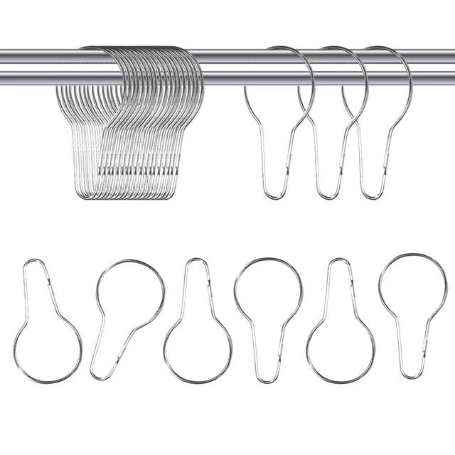 60pcs Shower Curtain Hook Kitchen Bathroom Hanger Bedroom Gourd Shape Home Metal
