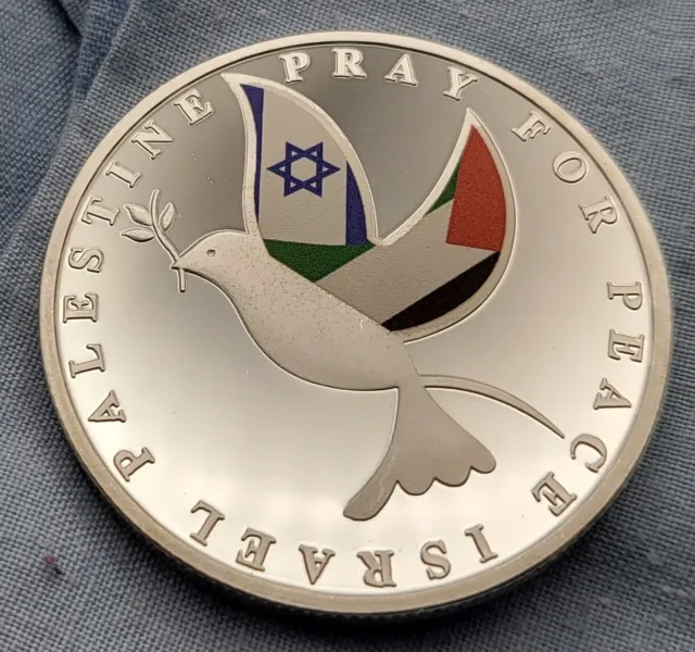 Israel Palestine Silver Coin Peace War Dove West Bank Jerusalem Bird Military UK