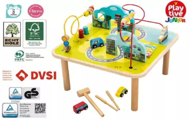 PLAYTIVE XXL Spieltisch Set Kinder Holzspielzeug Stabiler Echtholztisch NEU OVP
