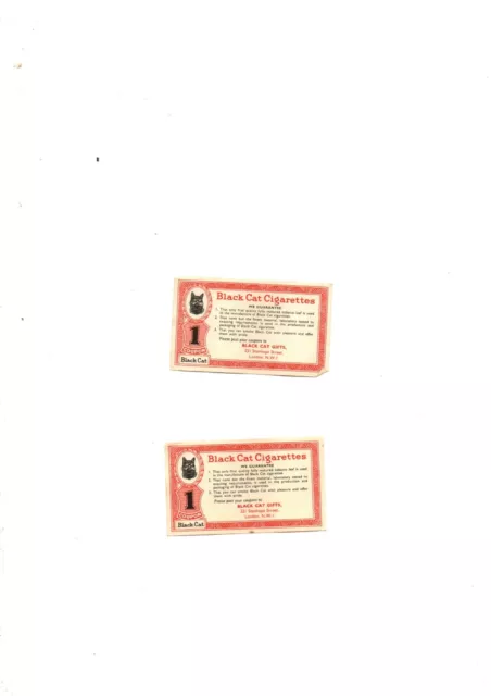 2 Dif Carreras Black Cat Cigarette Coupons List 2 &Unique Offers Vg+