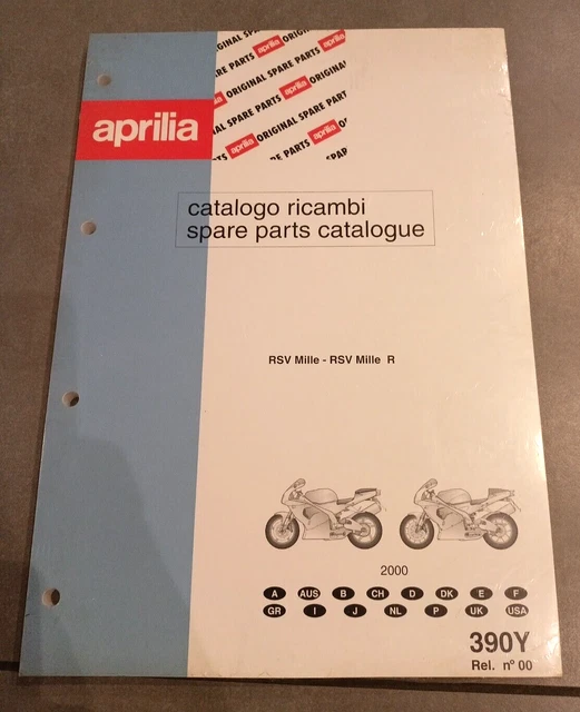 Catalogo Ricambi Aprilia Rsv 1000 Rsv 1000 R '00 Cod 390Y Rif N°00 Ultimo Pezzo
