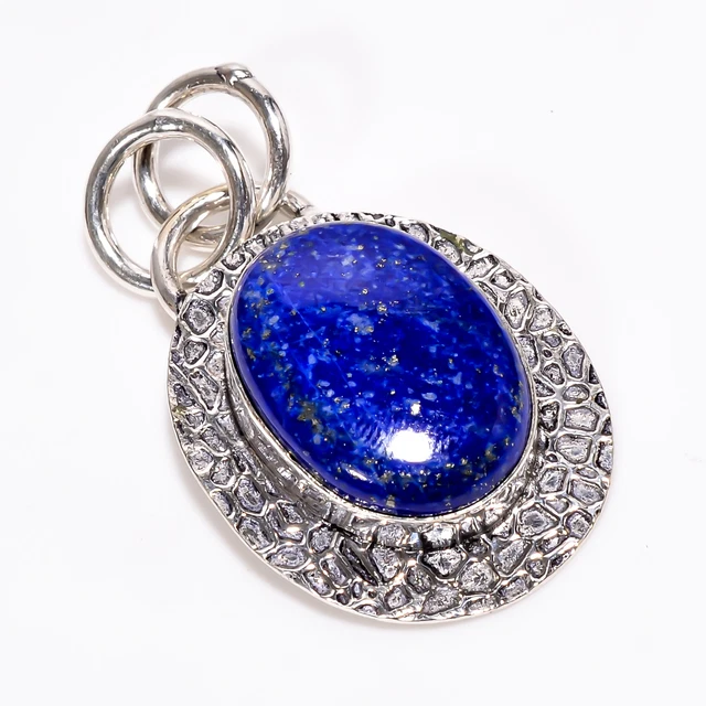 Lapis Lazuli Vintage Style Handmade 925 Sterling Silver Pendant 1.8" GSR-3843