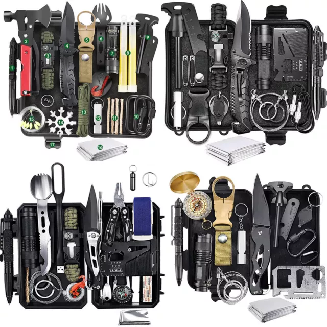 Emergency Survival Kit Outdoor Tactical Multitool Camping Hiking First Aid Tools