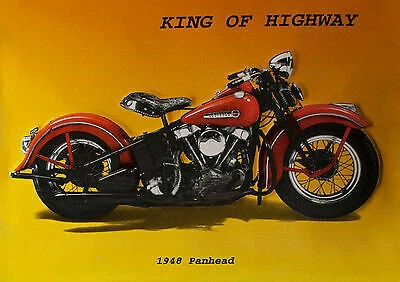 PLAKAT MOTORRAD BIKE PANHEAD KING OF HIGHWAY FAKSIMILE 186 auf Büttenpapier