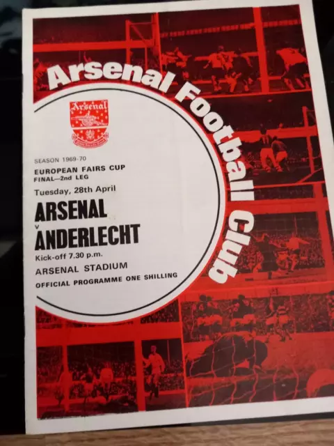 Arsenal v Anderlecht 1970 European Fairs Cup Final Programme