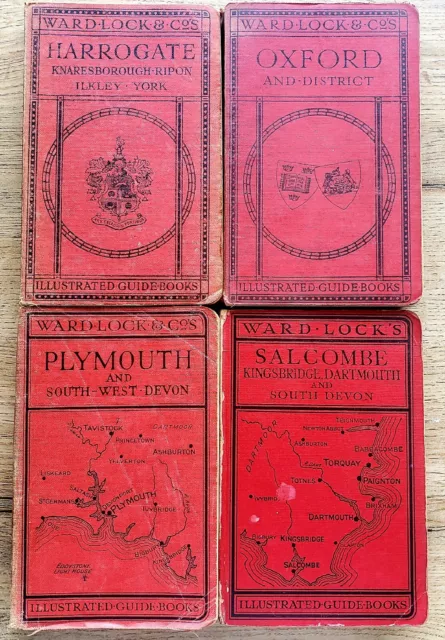 4 Vintage Ward Lock Illustrated Travel Guides - 1920s/30s - Good/Fair Condition