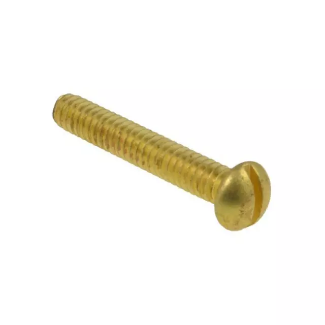 3/16" (10-24) x 24 TPI BSW Imperial Coarse ROUND Head Slot Machine Screw Brass