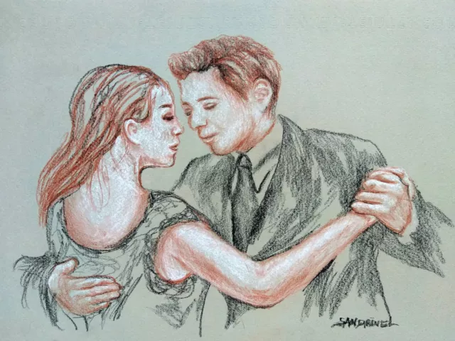 Dessin Couple Danse Latine Tango Argentin Abrazo Amoureux Amour Calin Tendresse Eur 80 00 Picclick Fr