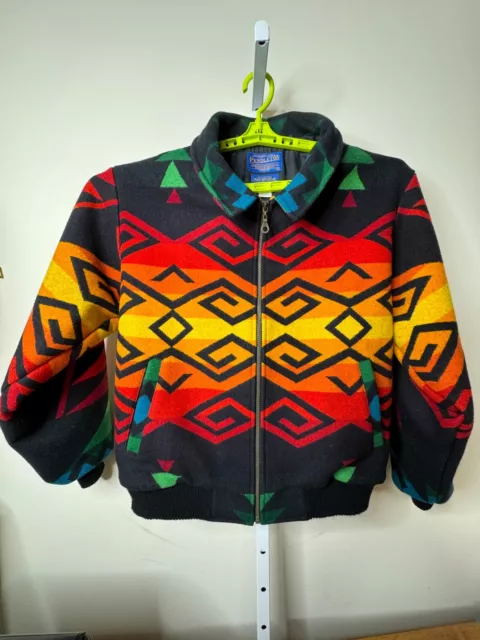 Pendleton Jacket XL Native American Print All Over Wool Coat Western USA