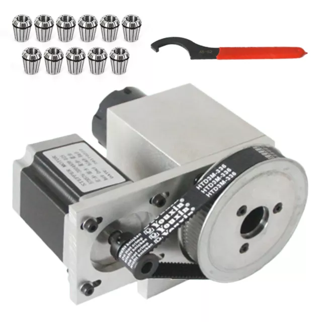 CNC 4th Axis Hollow Shaft Rotary Table Router Rotational Axis w/ 11x ER32 Collet