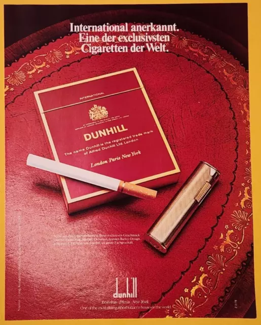 9. Dunhill International Zigaretten Werbeanzeige Werbung Reklame 1978