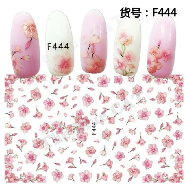 Nail Art Decals Stickers Transfers Spring Summer Pink Flowers Floral