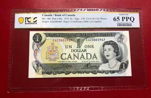 Canada Bank Von Canada 1973 PCGS Banknote 65 PPQ