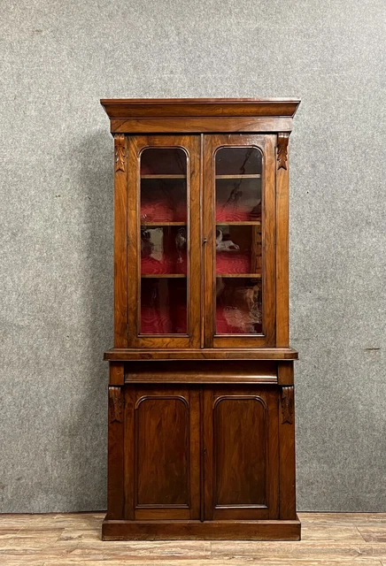 Splendida libreria d'epoca di Napoleone III in mogano del 1880 circa